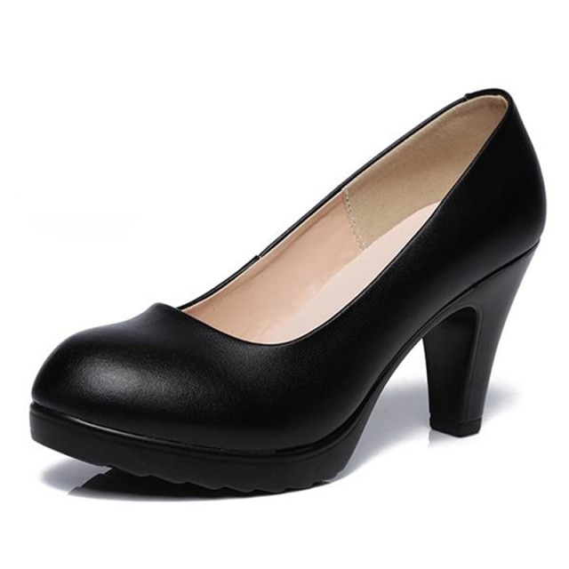 leather pumps shoes color black 5 for women