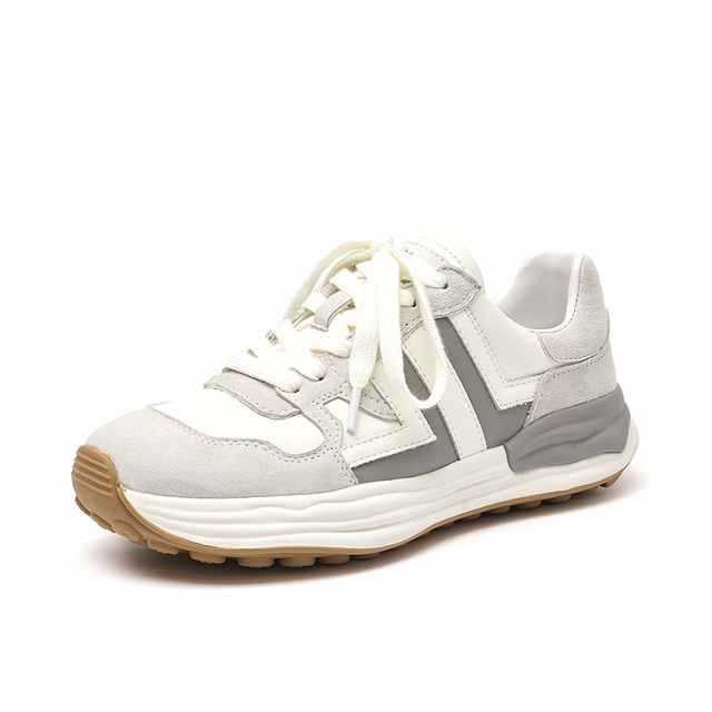 leather sneaker color gray size 6 for women