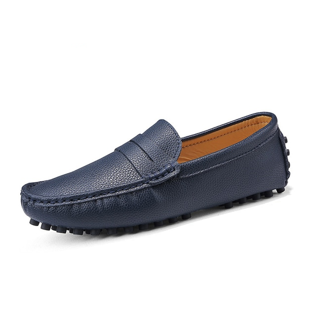 leather loafer shoes color blue size 10 for men