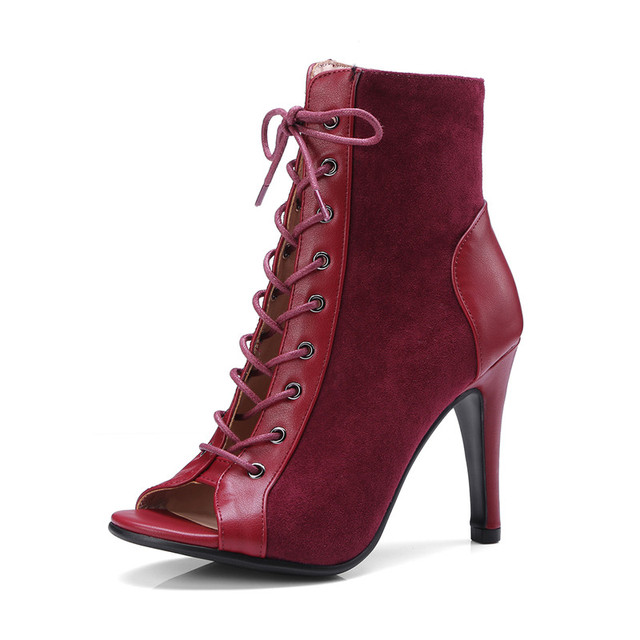 heel booties color red size 5 for women