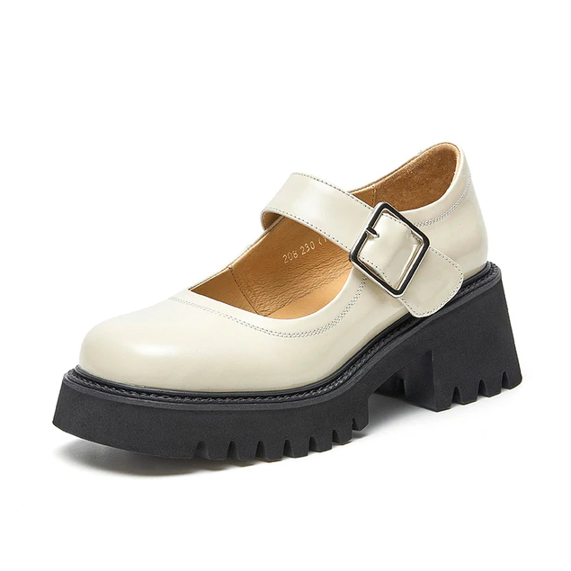 square heel platform shoes color beige size 5.5 for women