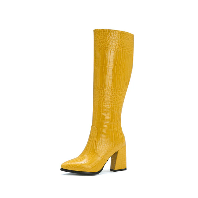 Knee High Boots Color Yellow Size 9 for Women