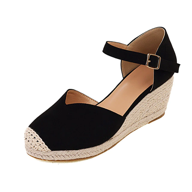 jute sandals color black size 7 for women