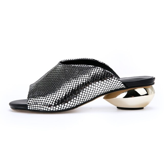 square heel mule color silver size 6 for women