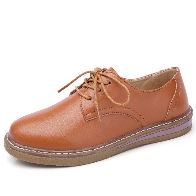 lace up loafer shoes color brown size 6 for women