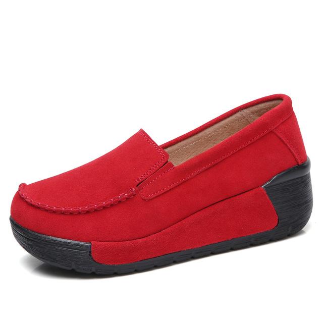 loafer platform shoes color red size 6.5 for women