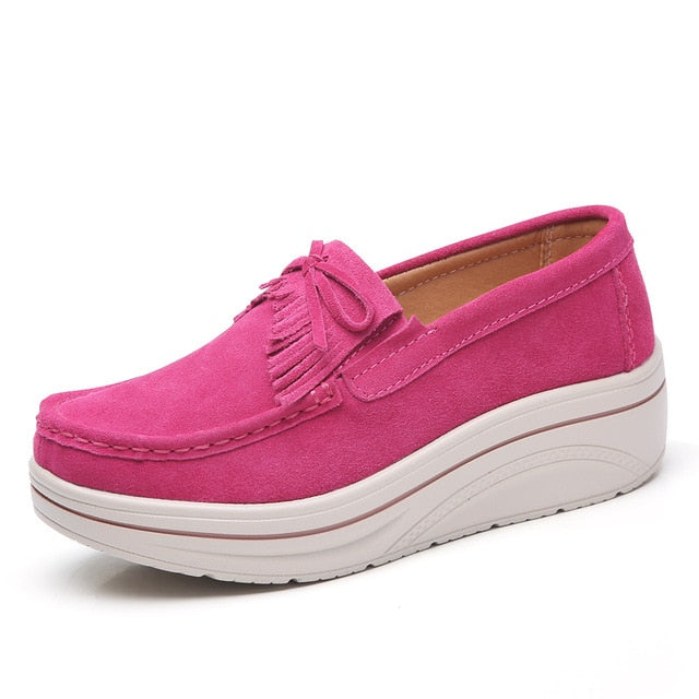 round toe platform shoes color fucsia size 7 for women